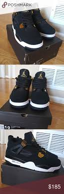 Black And Gold Retro 4s Jordan Retro 4 Royalty Size 10 The Black And Gold Royalty Jordan Retro 4s Brand New With The Box Jordan Sho Jordan Retro 4 Royalty Jordan Retro Jordans For Men