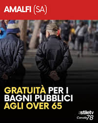 AMALFI. Nuova agevolazione per la popolazione residente over 65. E' stata  disposta dall'Amministrazione Comunale di Amalfi, guidata dal Sindaco  Daniele Milano, che ha esteso la gratuit&agrave; dei bagni pubblici in favore delle