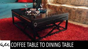 These coffee tables seamlessly transform themselves by lifting, folding, or extending into a contemporary space saving dining table for entertaining a small, intimate dining experience or to a full scale large dinner party. Coffee Table To Dining Table Youtube