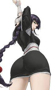 1girls arm behind head arm guards arms up ass ass in dress back  view bare back bare legs bleach blunt bangs braid braided hair braided  ponytail breasts clothed clothed