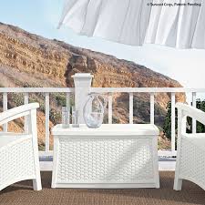 And this would be the perfect furniture piece just for that! Suncast Elements Coffee Table With Storage White Suncast Commercial
