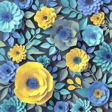 Yellow and blue flower iphone wallpaper (with images. 3d Render Blue Yellow Paper Flowers Botanical Background Floral Stock Photo Picture And Royalty Free Image Image 109610454