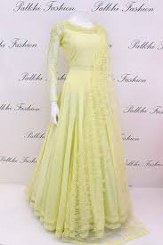 Light Lemon Yellow Soft Silk Handwork Outfit With Beautiful Duppata Indian Designer Outfits Designer Anarkali Dresses