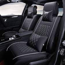 7pcs Pu Leather Car Seat Cover Protector With Pillow Waist Cushion Set For 5 Seat Cars Universal Leather Car Seats Leather Car Seat Covers Car Seats