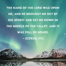Ezekiel 37:1 The hand of the LORD was upon me, and He brought me out by His  Spirit and set me down in the middle of the valley, and it was full