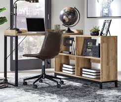 Signature Design By Ashley Gerdanet Light Brown 4 Cubby L Desk In 2020 Cheap Office Furniture Home Office Desks Home Office Furniture