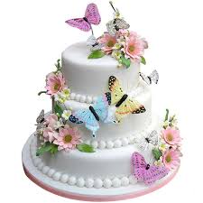 Blue iced wedding cakes with lovely butterfly decorations. 100 360pc Edible Flowers For Cake Decorations Cake Idea Decoration Wedding Party Wafer Flowers Butterfly Cupcake Decoration Topper Shopee Philippines