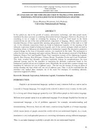 Selain itu, untuk memudahkan anda kami berikan informasi mengenai prosedur mendirikan pt agar tidak bingung dengan tata caranya. Pdf An Analysis Of The Strategies Used In Translating Idioms In Indonesia Into English Found In Indonesian Legends