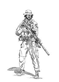 Medic With A Mk14 Dmr I Drew For A Commission 1735x2400 R Militaryporn Draw Army Soldier Drawings
