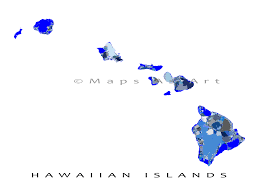Hawaii Map Print Featuring All The Major Hawaiian Islands Including Hawaii Maui Oahu Kauai Molokai Lanai Nii Hawaii Art Print Hawaii Art Island Print