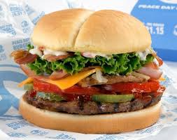 Peace Day Burger The Peace Day Burger Is The Result Of A Partnership Between Denny S Wayback Burgers Krystal Giraffas In 2020 Homemade Ham Burger Appetizer Recipes