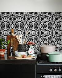 The floors and lower cabinets black, white above. Pin On Wallpaper Backsplash
