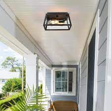Black Outdoor Flush Mount Ceiling Light