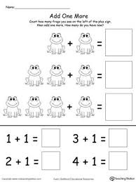 Add One More Frog Addition Kindergarten Worksheets Printable Kindergarten Addition Worksheets Math Activities Preschool