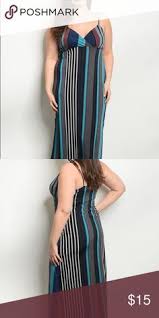 Black And Teal Dress Plus Size Striped Black Teal Maxi Dress Boutique In 2020 Teal Maxi Dress Boutique Maxi Dresses Spring Break Outfit