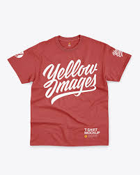 Download T Shirt With Round Neck Mockup In Apparel Mockups On Yellow Images Object Mockups