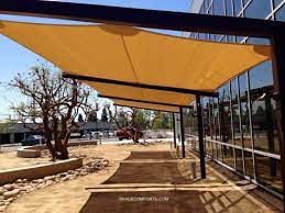 Add style and flair to your backyard patio or deck by bringing home this elegant and sturdy steel frame pergola. Shade Sail Structures San Diego Commercial Patio