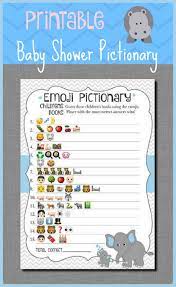 Emoji Baby Shower Game Printable Elephant Emoji Pictionary Children S Books Game Blue Baby Boy Emoji Shower Game Emoji Shower Activity Ad Etsy Printable