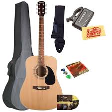 Fender Starcaster Acoustic Guitar Bundle With Gig Bag Instructional Dvd Strap Picks Strings Tuner And Polishing Guitar Accessories Guitar Acoustic Guitar