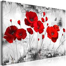 Decomonkey Bilder Blumen Mohnblumen Rot 100x45 Cm 1 Teilig Leinwandbilder Bild Auf Leinwand Vlies Wandbild Kunst Mohn Malerei Mohnblume Abstrakte Kunst Gemalde