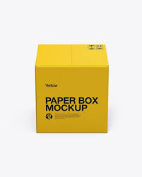 Paper Box Mockup Front View High Angle Shot In Box Mockups On Yellow Images Object Mockups Box Mockup Mockup Free Psd Free Psd Mockups Templates