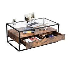 Make the most of any space with storage tables that include drawers or shelf space. Vasagle Glatal Glass Coffee Table With 2 Drawers Tempered Glass Top With Storage Shelf Ulct31bxv1 Flyers Online