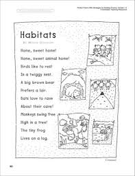 Habitats Poem Fluency Building Read Aloud Poem Printables Kindergarten Poems Reading Poems Shared Reading Poems