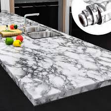 Other solid surface options for countertops. Amazon Com Yenhome Faux Peel And Stick Countertops 24 X 196 Landscape White Marble Wallpaper For Kitchen Backsplash Cabinets Cover Shelf Liner Peel And Stick Wallpaper For Bathroom Wall Decor Vinyl Film Home