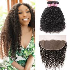 Unice Hair Icenu Series 3pcs Jerry Curly Hair With 13 4 Inch Ear To Ear Lace Frontal Closure