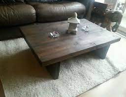 The armen living superb rustic oak coffee table with pass through drawer allows easy storage to. Chunky Rustic Reclaimed Style Coffee Table Handmade Solid Wood Dark Oak Stain Ebay