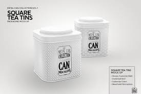 Square Tea Tins Packaging Mock Up Tea Tins Gold Print Tin