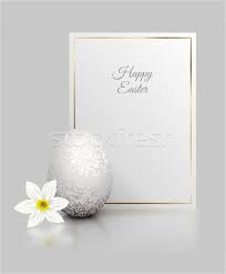 Download 39,000+ royalty free easter floral vector images. White Color Realistic Egg With Silver Metallic Floral Pattern And Happy Easter Card Golden Frame Vector Illustration C Iaroslava 8889983 Stockfresh