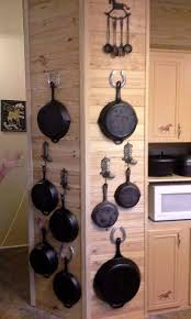 Displaying Cast Iron Collection Rustic Kitchen Pan Storage Diy Pan Storage