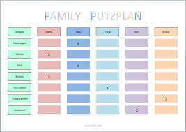 Diese putzplan vorlage hat 6 zeilen, weil ein monat maximal auf 6 wochen aufgeteilt sein kann (zb. Putzplan Vorlage Familie Xobbu Haushaltsplan Vorlage Haushaltsplaner Planer
