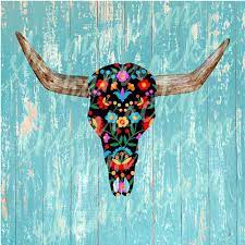Boho Print Steer Skull Png Images With Transparent Etsy Skull Art Western Wall Art Bull Art