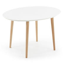 Table Oqui Ovale Extensible 120 200 Cm Naturel Et Blanc Table De Salle A Manger Extensible Table Salle A Manger Table A Manger Extensible