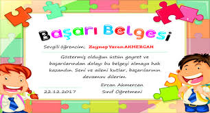Basari Belgesi Ornegi 207 Duzenlebilir Ercan Akmercan Okuma Egitim Sinif