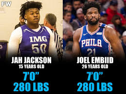 Embiid added 17 rebounds, five dimes, four blocks and. Jah Jackson Is Already As Tall And As Heavy As Joel Embiid At 15 Years Old Fadeaway World