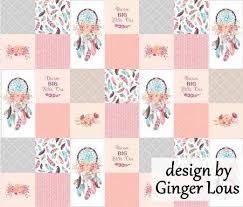 Dream Catcher Quilt Top Fabric Baby Girl Nursery Blanket Fabric Patchwork Fabric Nursery Fabric Dreamcatchers Feathe Nursery Fabric Patchwork Fabric Quilts