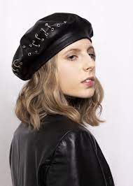 Beret Leather Hat Tam Aesthetic Hat Grunge Clothing 90s Clothing 90s Hat French Style Aesthetic Clothing Beret Hats For Women In 2021 Women Hats Fashion Leather Hats 90s Hats