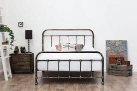 Burford Rustic Antiqued Victorian Hospital Style Metal Bed Frame Double King Size Metal Beds Bed Frame Black Metal Bed