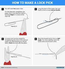 If you know what you're doing, then you can use a straightened paperclip as a lock pick without much difficulty. Graphic Pick Locks And Break Padlocks
