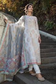Maria B 3 Piece Sateen Custom Stitched Embroidered Suit Cs 104 White Pakistani Outfits Pakistani Dress Design Indian Designer Outfits