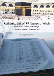 Transliteration of the 99 names of allah as mentioned in the quran with arabic, recitation and english translation. 99 Names Of Allah Ø£Ø³Ù…Ø§Ø¡ Ø§Ù„Ø­Ø³Ù†Ù‰ Authentic List With References And Resources Ayeina