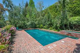 How to clean pavers around pool. Red Brick Around The Pool Brick Patios Backyard Pool Landscaping Backyard Pool