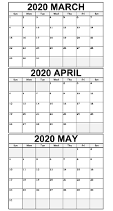 March To May Calendar 2020 Templates In 2020 Calendar Word Calendar Printables 3 Month Calendar