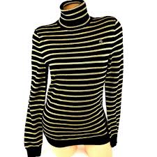 Black And Gold Sweater Lauren Ralph Lauren Lrl Womens Sweater M Medium Turtleneck Black Gold Stripe A07 Laurenralphlauren Knit Sweater Tops Turtleneck Sweater Fitted Ribbed Sweater