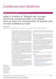 A really good query letter writing guinea pig. Pdf Letter In Relation To Patients With Syncope Remaining Unexplained After A Structured Work Up Share The Characteristics Of Patients With Neurally Mediated Syncope