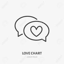 chart with heart shape flat line icon vector thin sign of love