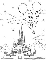 Disegno Di Castello Disney Con Mongolfiera Topolino Da Colorare